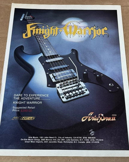 ARIA PRO II GUITARS - KNIGHT WARRIOR - 1985 Print Advertisement