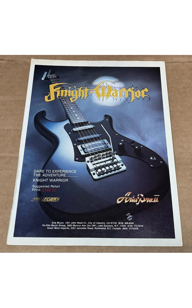 ARIA PRO II GUITARS - KNIGHT WARRIOR - 1985 Print Advertisement