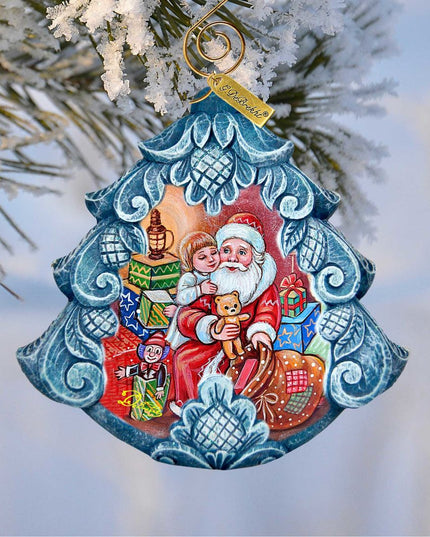Gift Giver Santa Tree Sculpted Hand-Painted Christmas Ornament by G. DeBrekht - Christmas Santa Snowman Decor - 610275