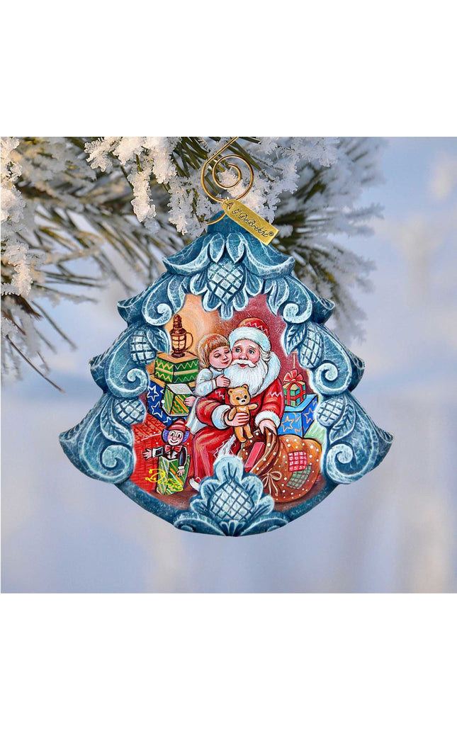 Gift Giver Santa Tree Sculpted Hand-Painted Christmas Ornament by G. DeBrekht - Christmas Santa Snowman Decor - 610275