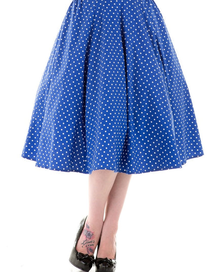 9349 Blue White Polka Dot Round Skirt