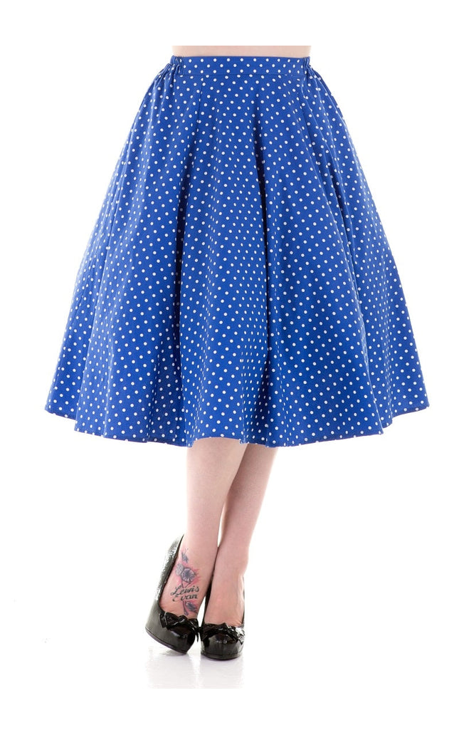 9349 Blue White Polka Dot Round Skirt