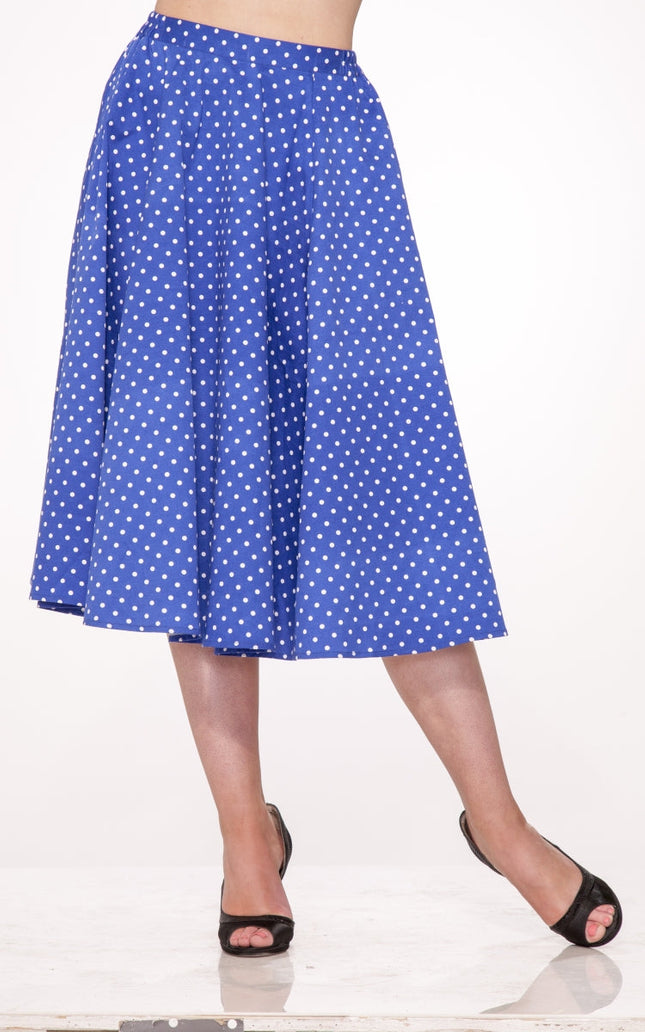 9349 Blue White Polka Dot Round Skirt