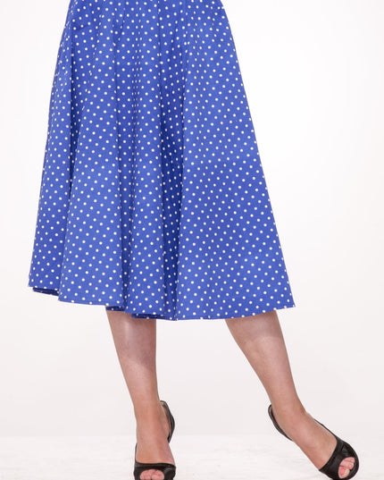 9349 Blue White Polka Dot Round Skirt