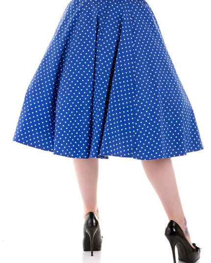 9349 Blue White Polka Dot Round Skirt