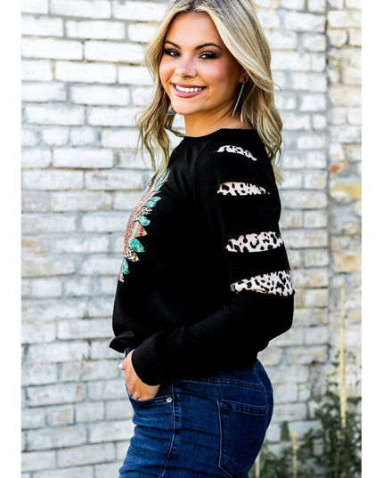 Women Graphic Leopard Patch Sweatshirt