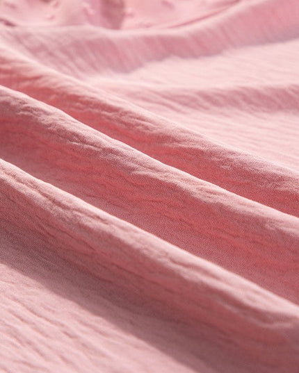 Solid Swiss Dot Balloon Sleeve Blouse