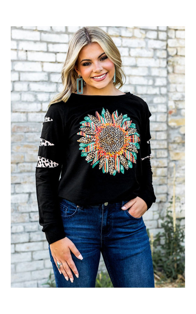 Women Graphic Leopard Patch Sweatshirt