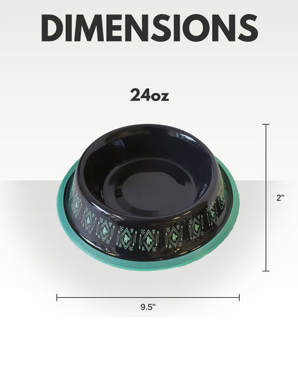 Non-Skid Boho Stainless Steel Dog Bowl – with Whimsical Unicorn Design, Silicone Base for Medium Dogs – 24oz