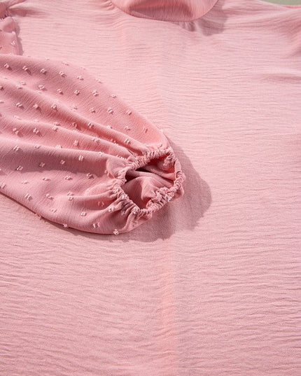 Solid Swiss Dot Balloon Sleeve Blouse