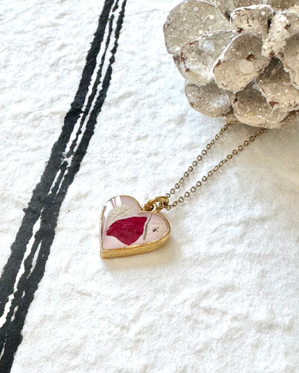 Heart Rose Petal Necklace