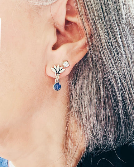 Lotus Gemstone Stud Earrings