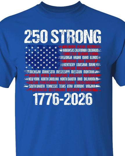 250 Years Strong 1776-2026 Shirt | Happy 250th Birthday USA | Patriotic 4th Of July Tee | America 250th Anniversary | Independence Day Shirt 682544