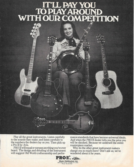 ARIA PRO II GUITARS - Pro II by Aria - 1978 Print Advertisement