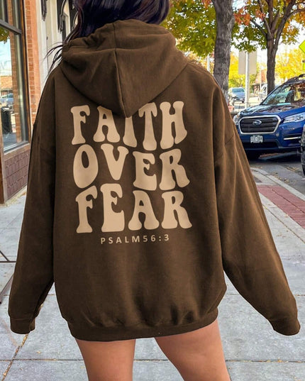 Women Faith Over Fear Dropped Shoulder Hoodie