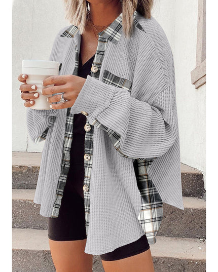 Plaid Button Down Collared Jacket