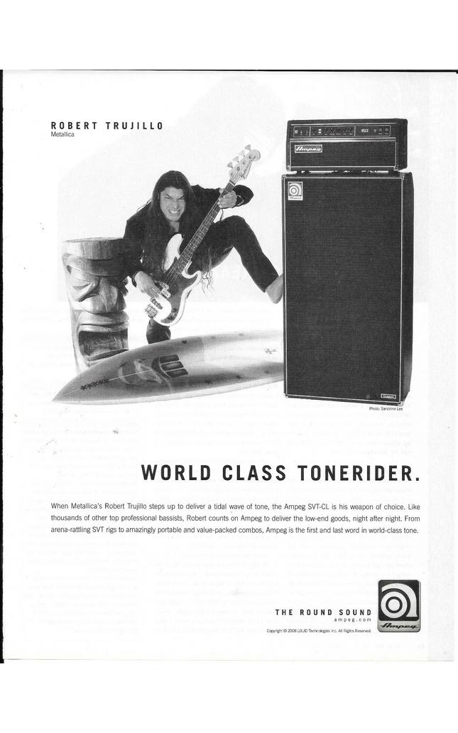 AMPEG AMPS - ROBERT TRUJILLO of METALLICA - 2009 Print Advertisement