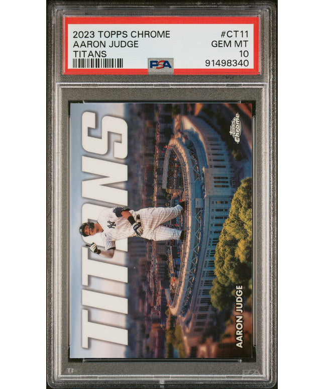 Graded 2023 Topps Chrome Aaron Judge #CT11 Titans Baseball Card PSA 10 Gem Mint