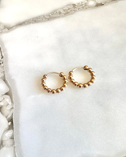 Bronze Beaded Huggie Hoops