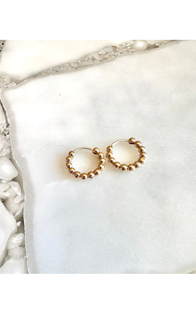 Bronze Beaded Huggie Hoops