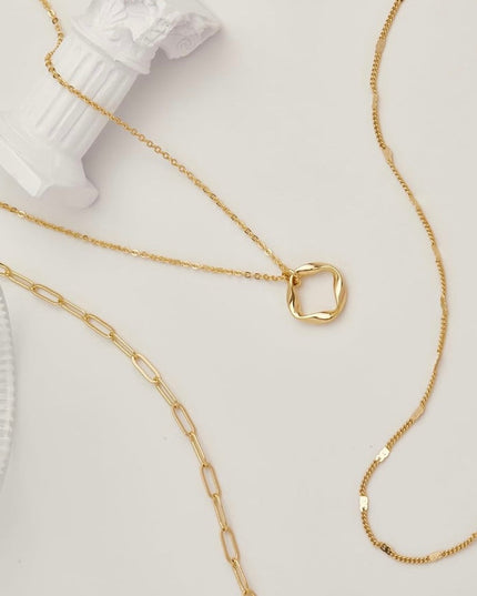 3-Piece Gold Or Silver Layered Necklace Set | Elegant Chain with Circle Pendant | Hypoallergenic