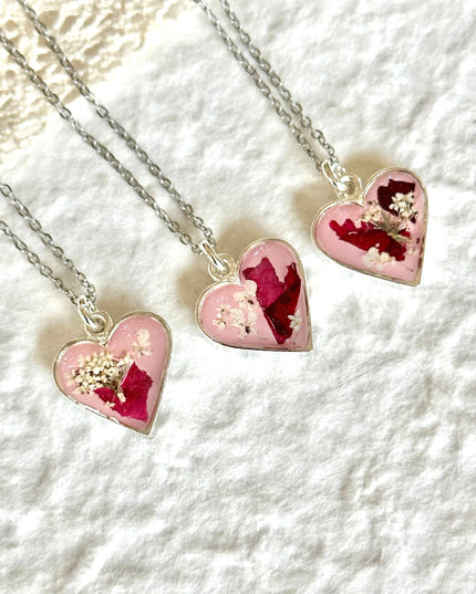 Heart Rose Petal Necklace