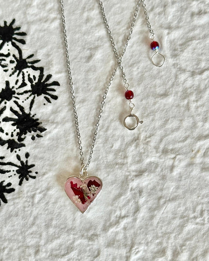 Heart Rose Petal Necklace