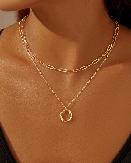 3-Piece Gold Or Silver Layered Necklace Set | Elegant Chain with Circle Pendant | Hypoallergenic