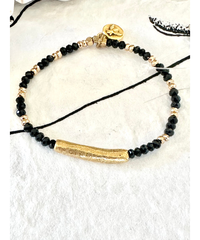 Black Spinel Tube Bracelet