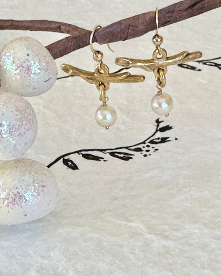Pearl Twig Earrings