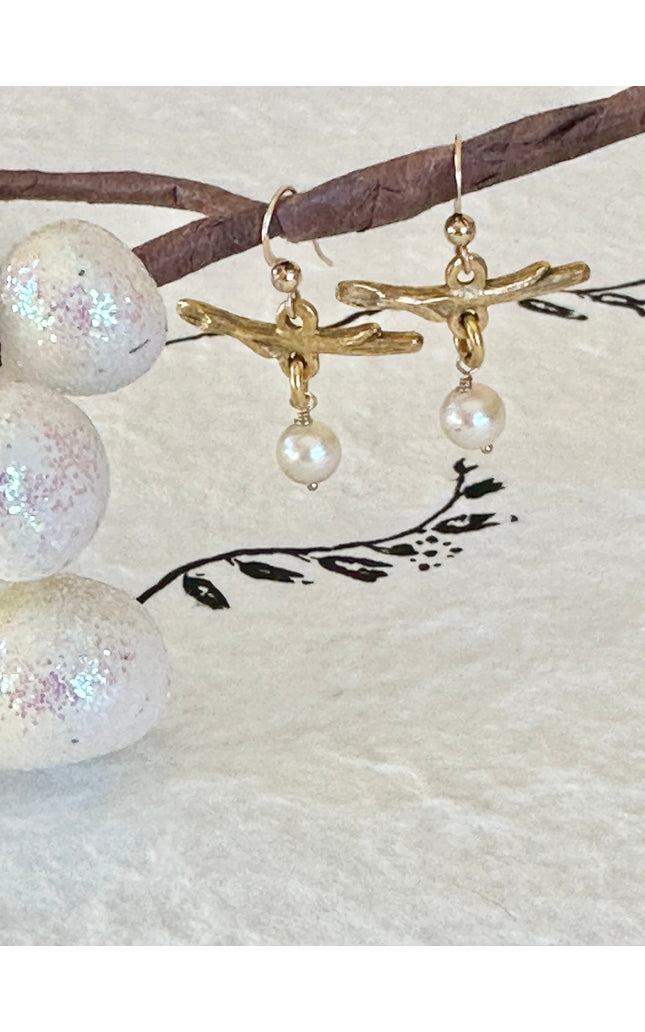 Pearl Twig Earrings