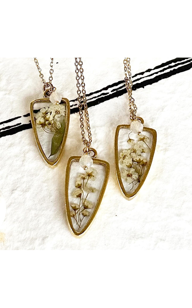 Floral Arrowhead Statement Gold Necklace