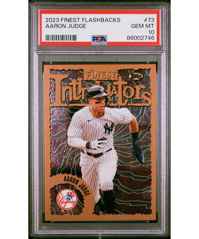 Graded 2023 Topps Finest Flashbacks Aaron Judge #73 Baseball Card PSA 10 Gem Mint