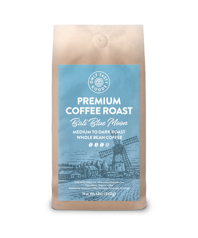 Bali Blue Moon Medium to Dark Roast Whole Bean Coffee, Organic, Low-Acid, Non-GMO