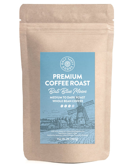 Bali Blue Moon Medium to Dark Roast Whole Bean Coffee, Organic, Low-Acid, Non-GMO