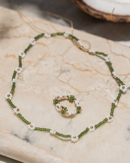 Flora Beaded Necklace and Ring Set