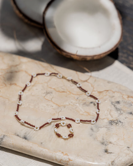 Flora Beaded Necklace and Ring Set