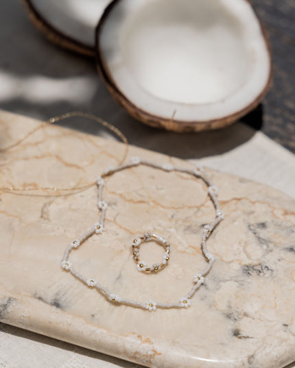 Flora Beaded Necklace and Ring Set