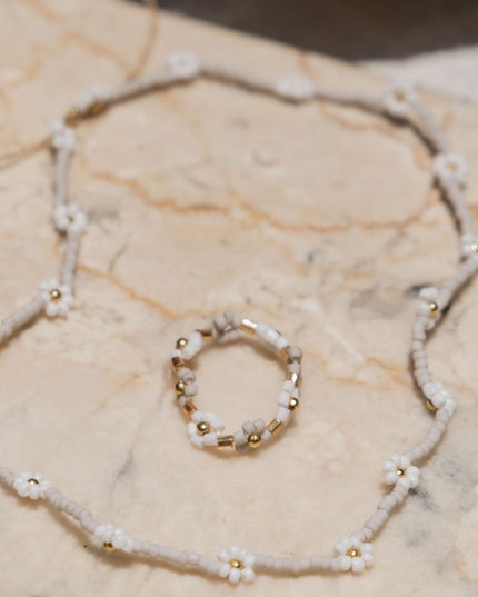 Flora Beaded Necklace and Ring Set