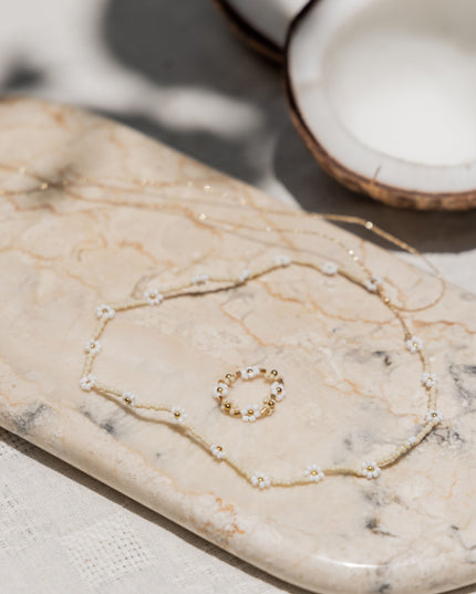 Flora Beaded Necklace and Ring Set