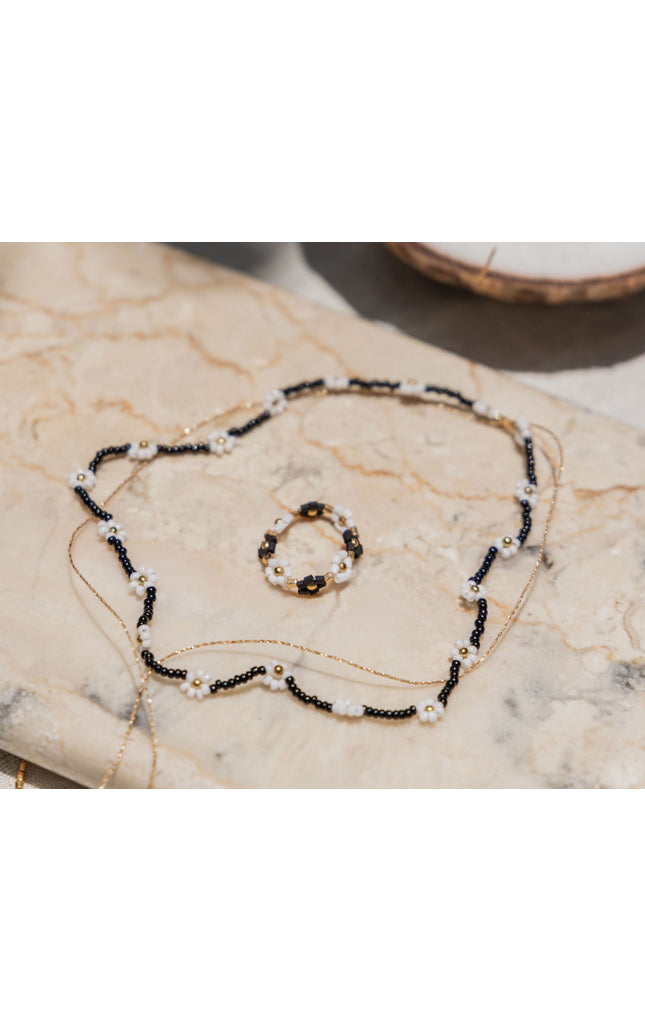 Flora Beaded Necklace and Ring Set