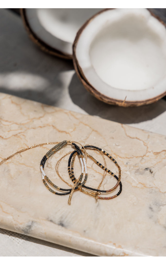 Gold Beaded Necklace and Bracelet Set