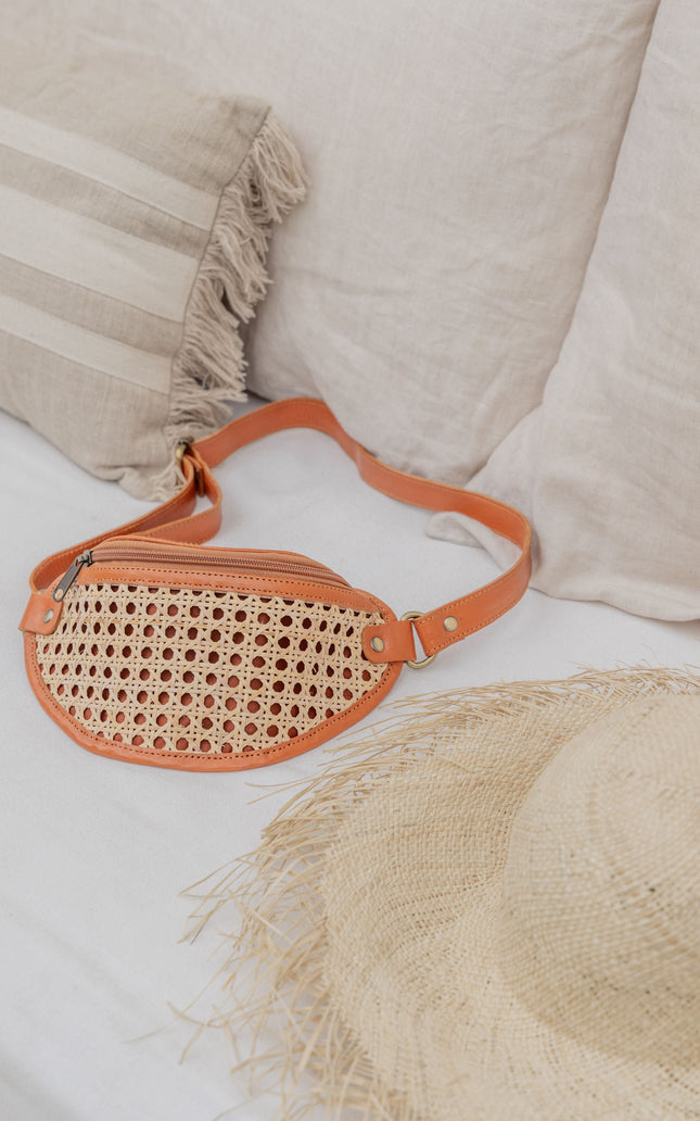 Raja Leather and Cane Sling Bag