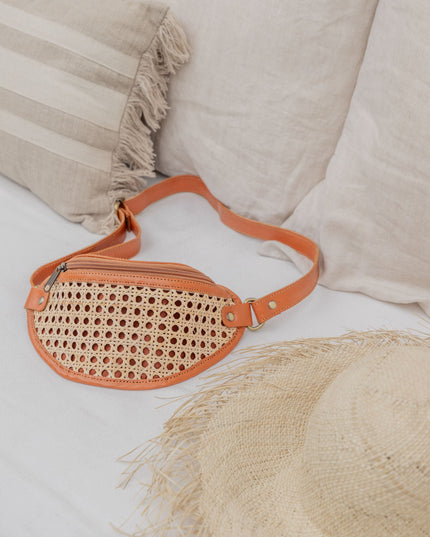 Raja Leather and Cane Sling Bag