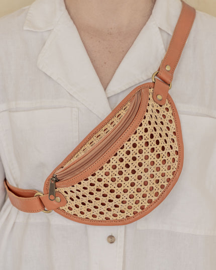 Raja Leather and Cane Sling Bag