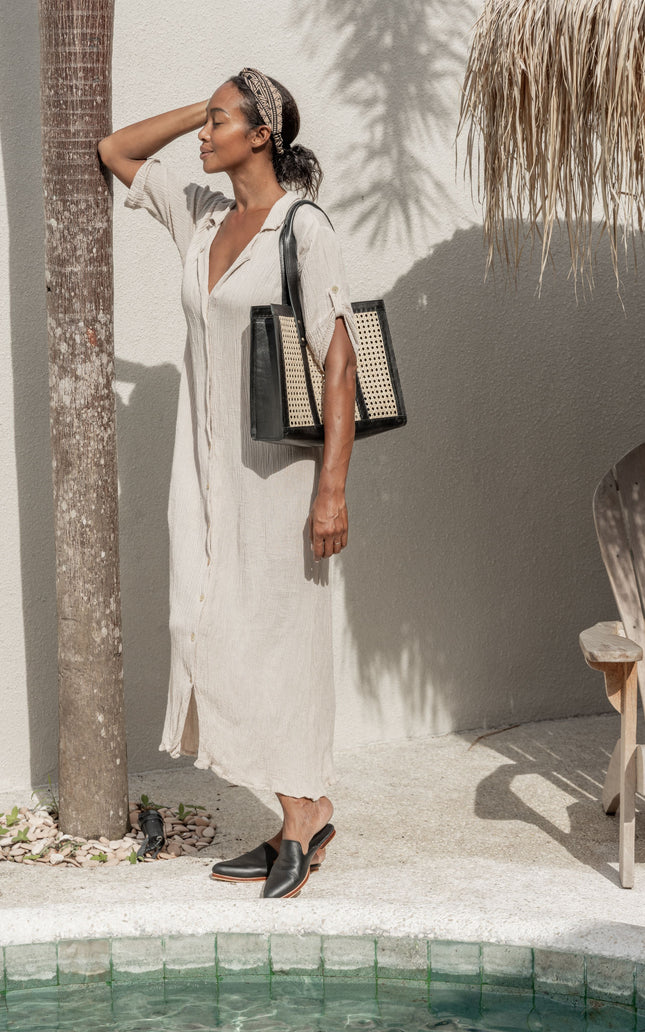 Raja Leather and Cane Everyday Bag