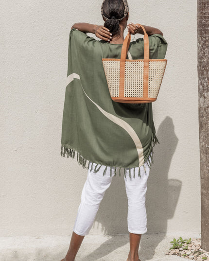 Raja Leather and Cane Carryall Bag