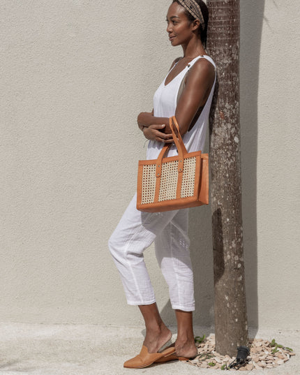 Raja Leather and Cane Everyday Bag