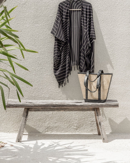 Raja Leather and Cane Carryall Bag