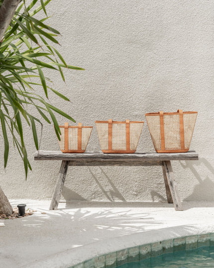 Raja Leather and Cane Carryall Bag